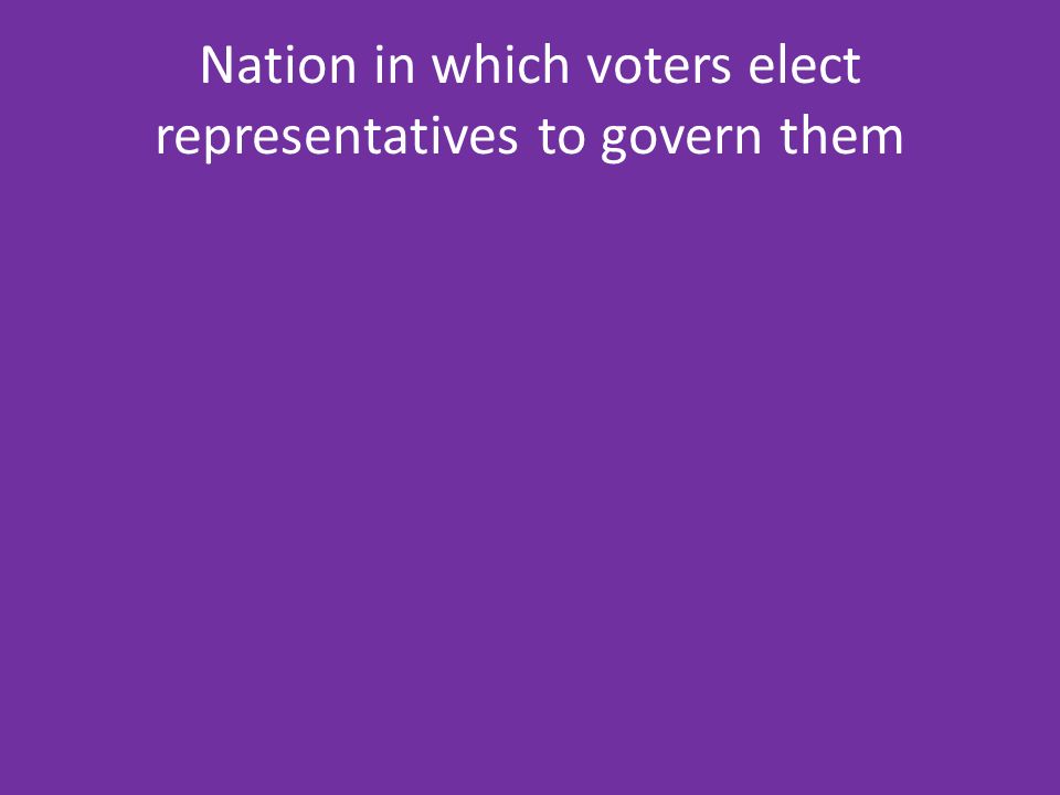 Nation in which voters elect representatives to govern them