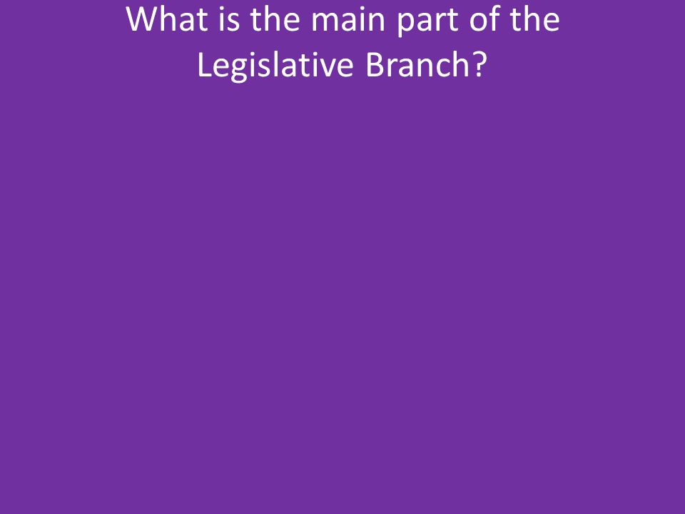 What is the main part of the Legislative Branch