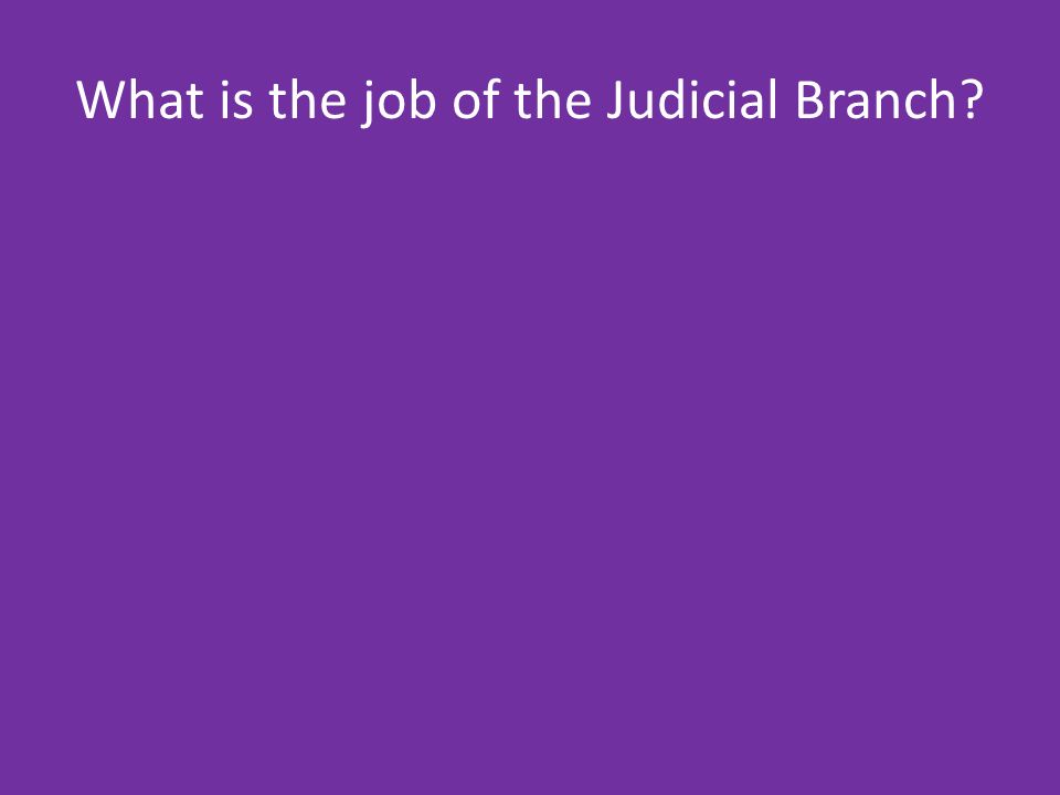 What is the job of the Judicial Branch