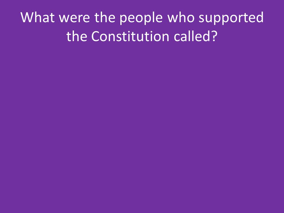 What were the people who supported the Constitution called