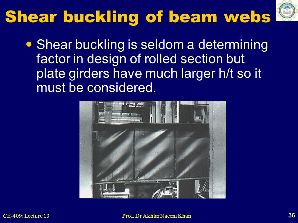 Shear buckling of beam webs