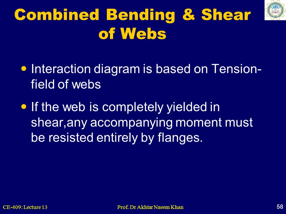 Combined Bending & Shear of Webs