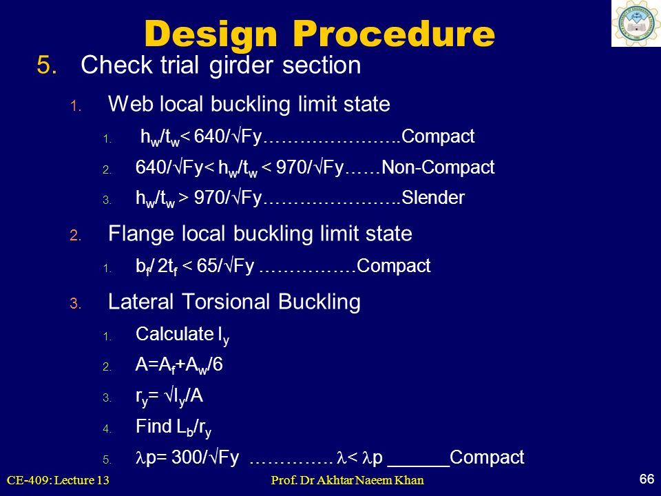 Design Procedure Check trial girder section