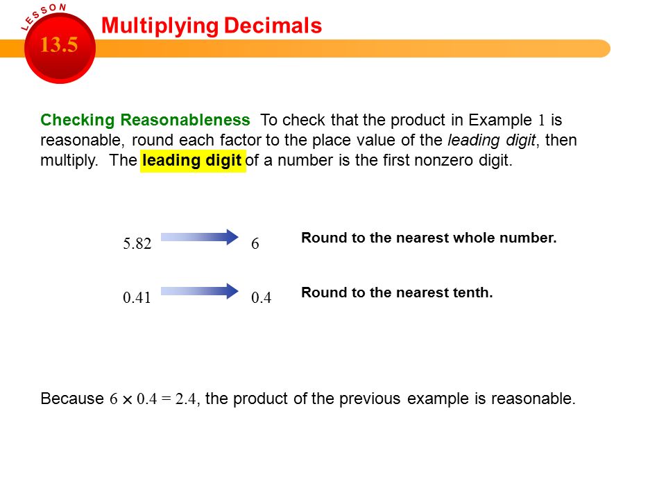 Multiplying Decimals L E S S O N