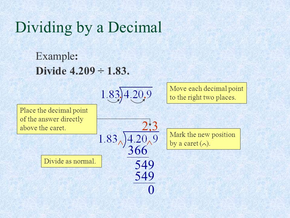 Dividing by a Decimal Example: Divide ÷