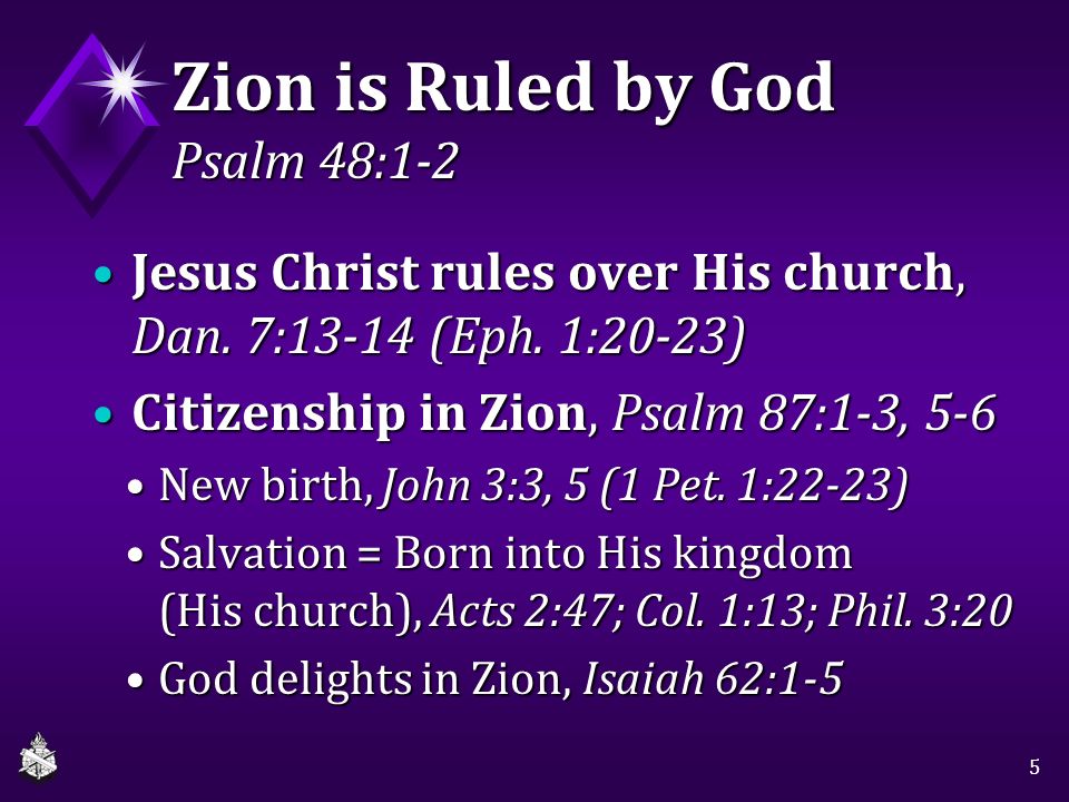 Zion is Ruled by God Psalm 48:1-2