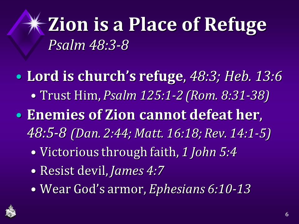 Zion is a Place of Refuge Psalm 48:3-8
