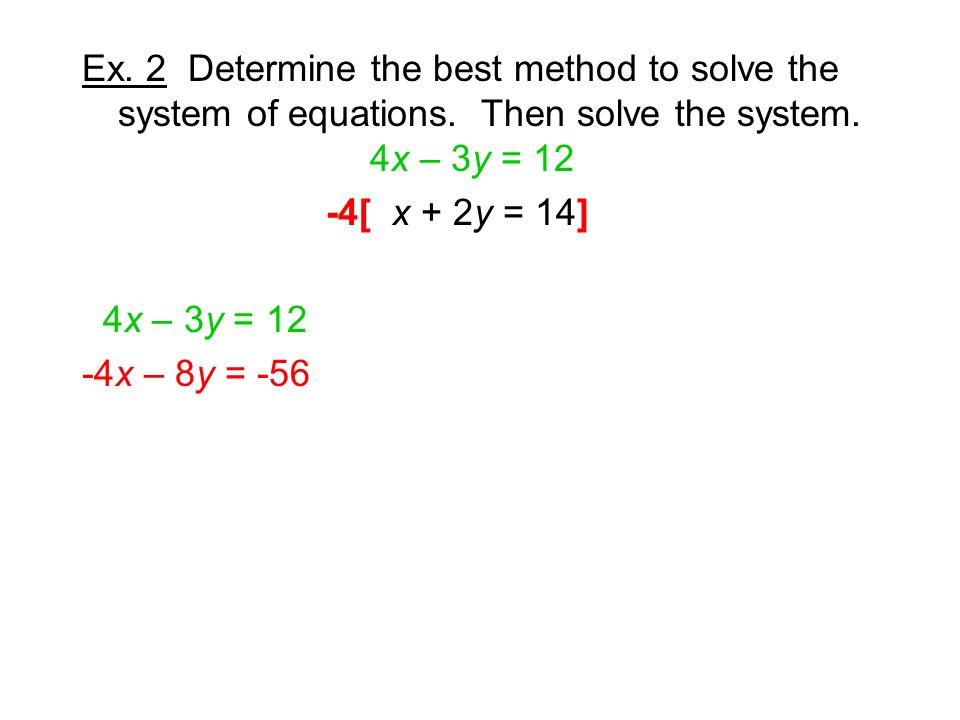 Ex. 2 Determine the best method to solve the system of equations