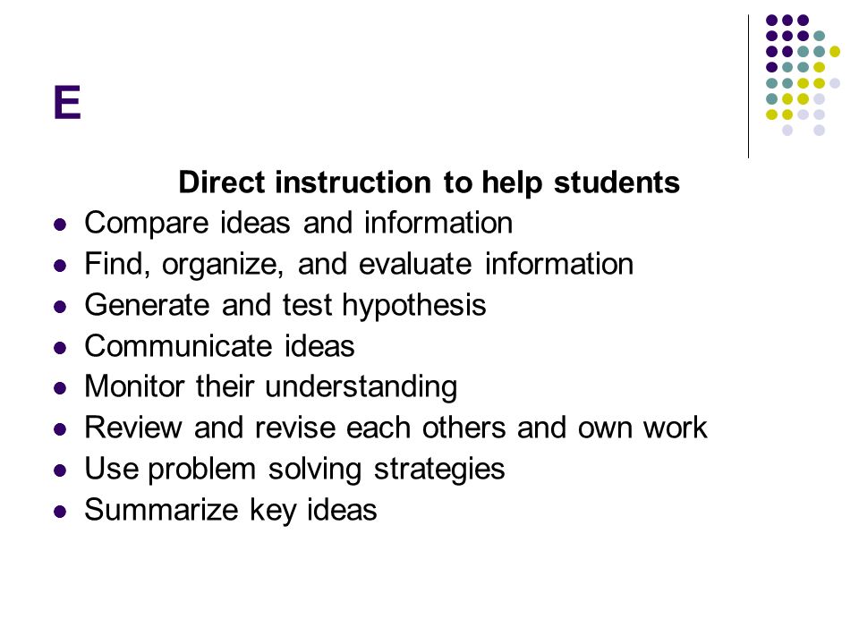 Direct instruction to help students
