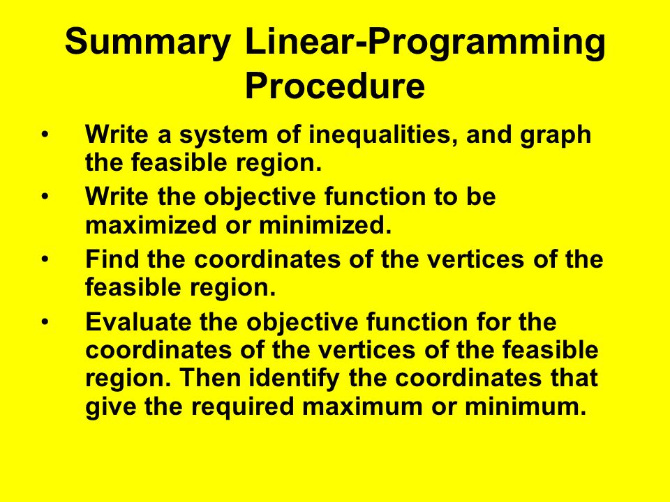 Summary Linear-Programming Procedure