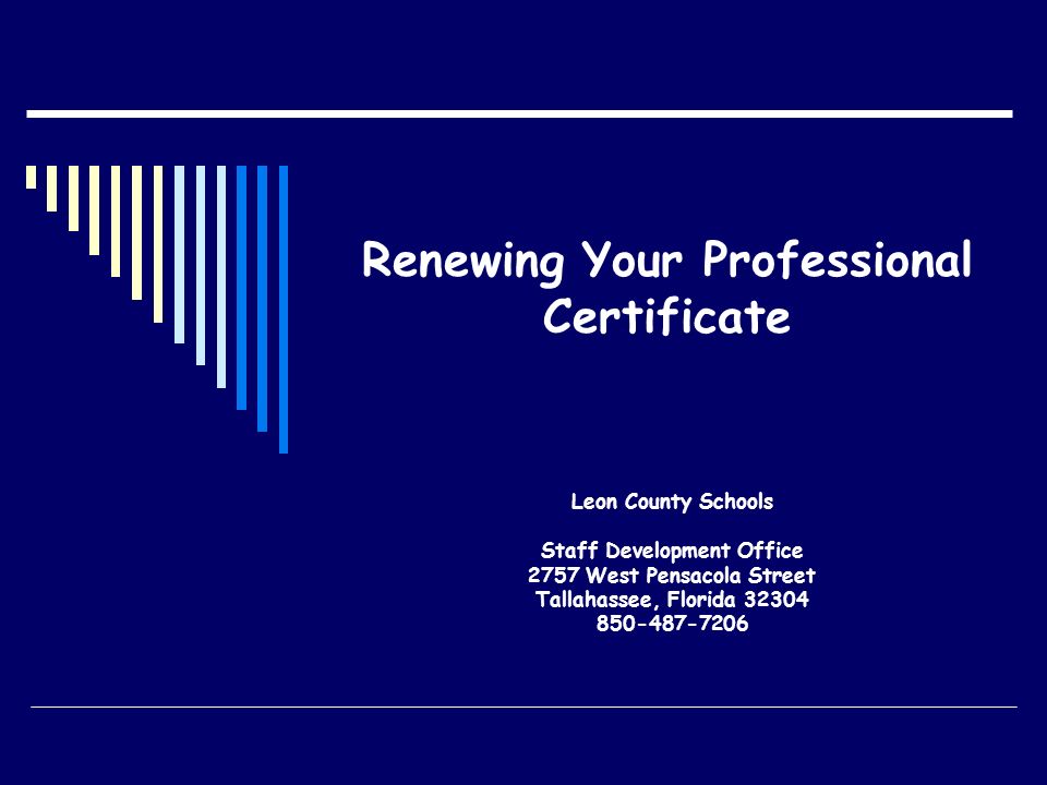 Renewing Your Professional Certificate