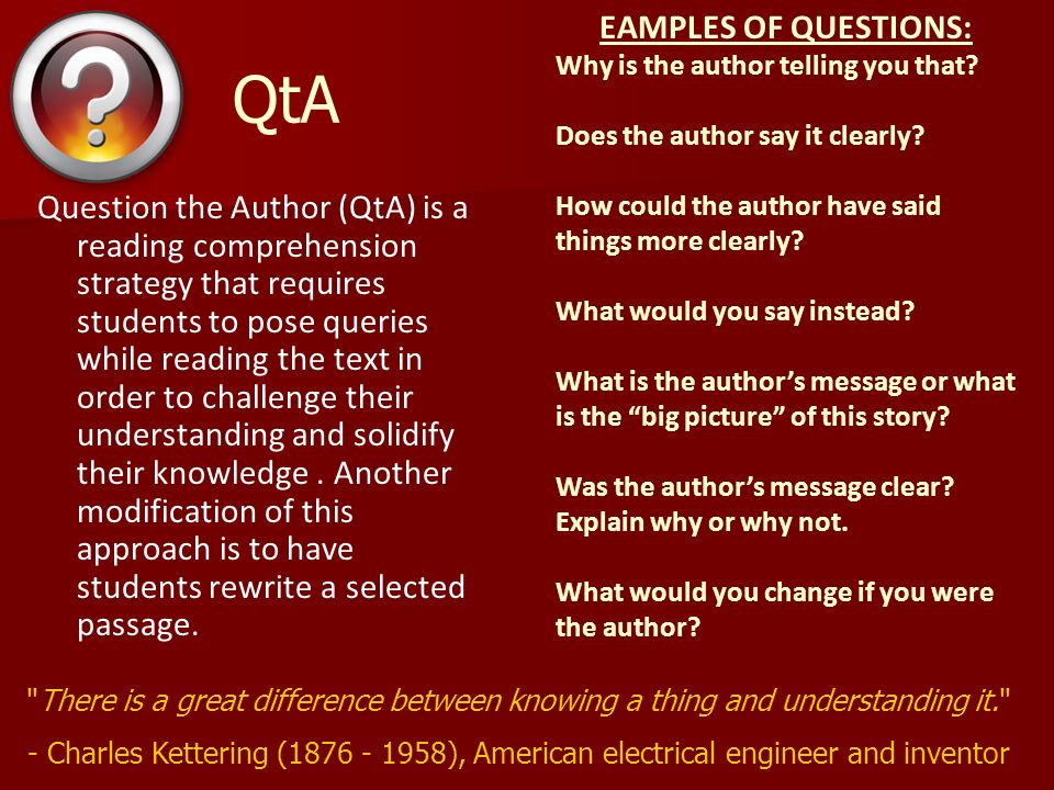 QtA EAMPLES OF QUESTIONS: