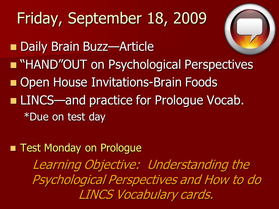 Friday, September 18, 2009 Daily Brain Buzz—Article
