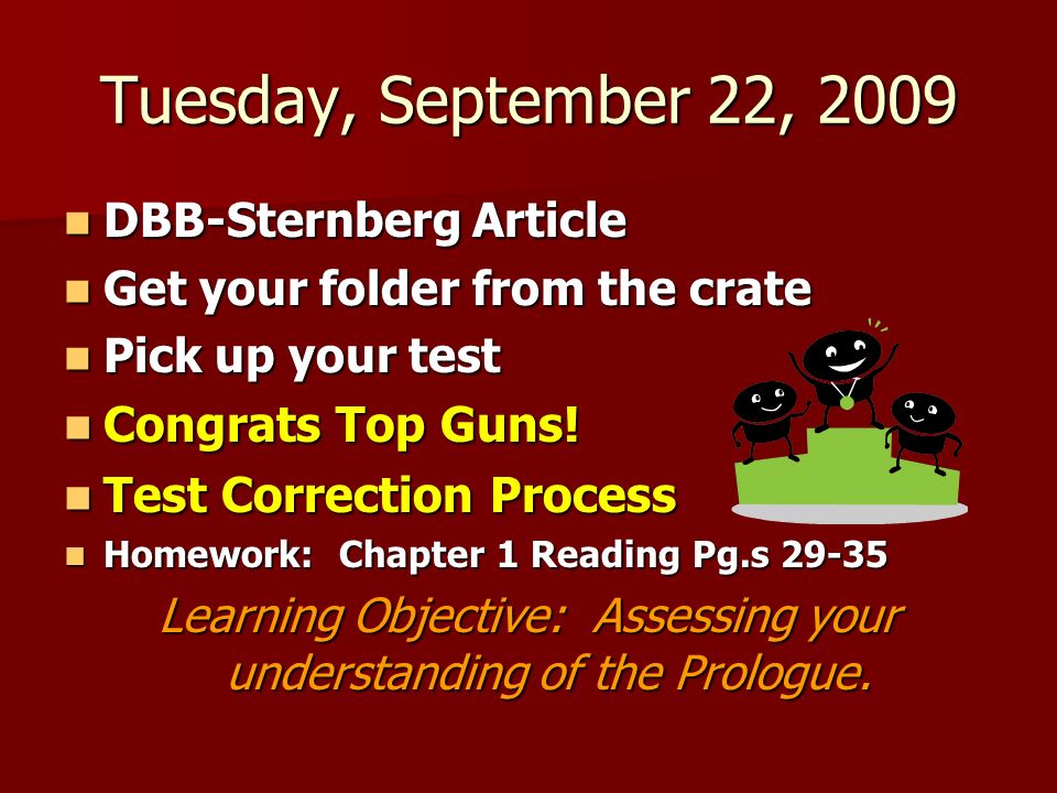 Learning Objective: Assessing your understanding of the Prologue.