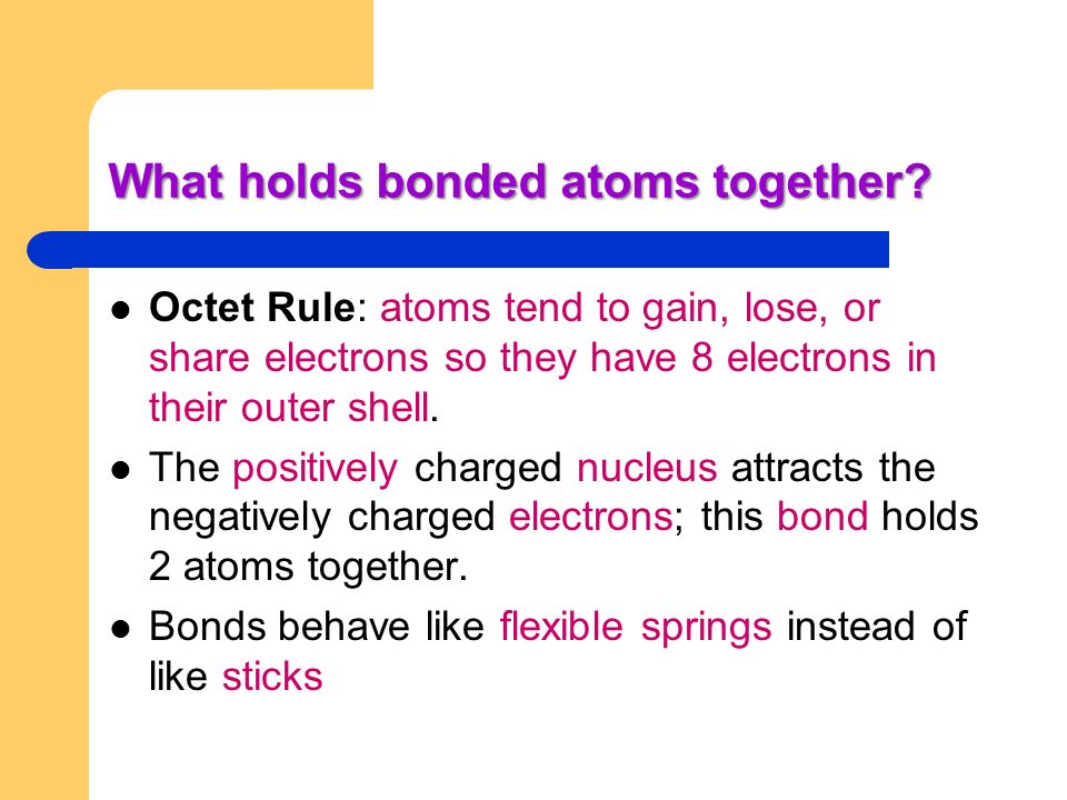 What holds bonded atoms together