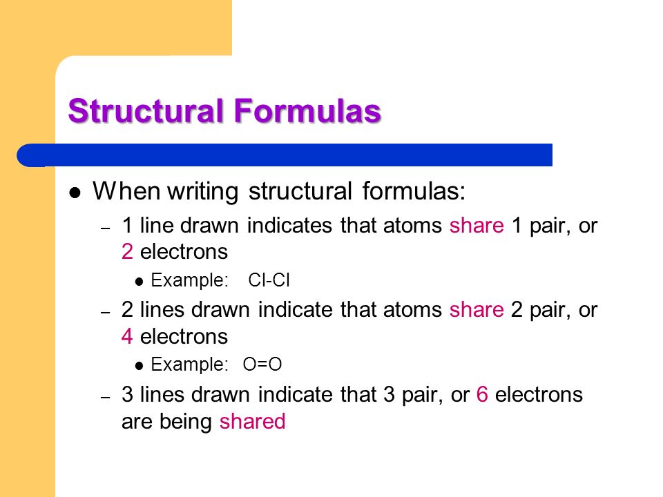 Structural Formulas When writing structural formulas: