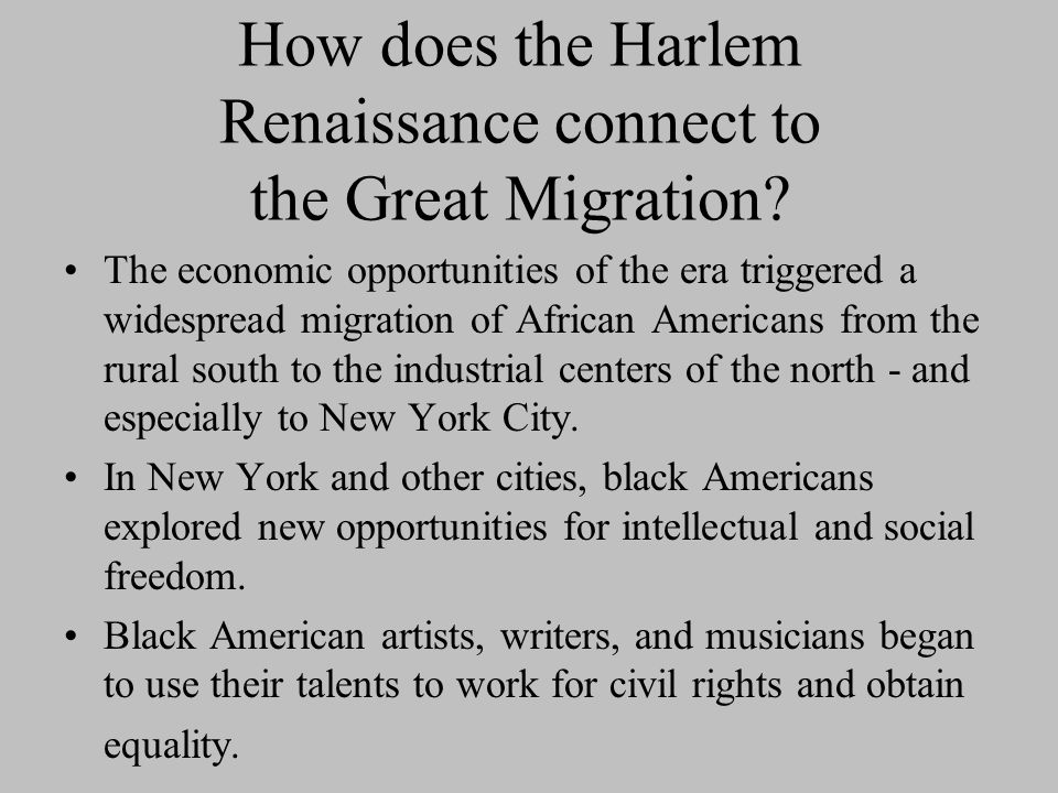 How does the Harlem Renaissance connect to the Great Migration