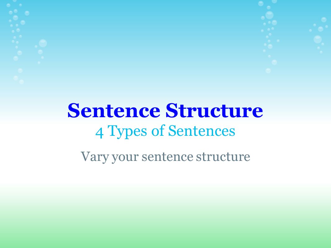 Sentence Structure 4 Types of Sentences