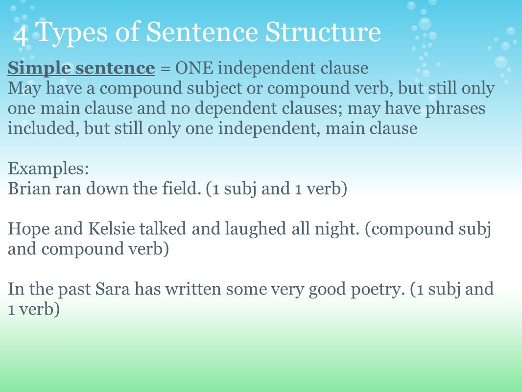 4 Types of Sentence Structure