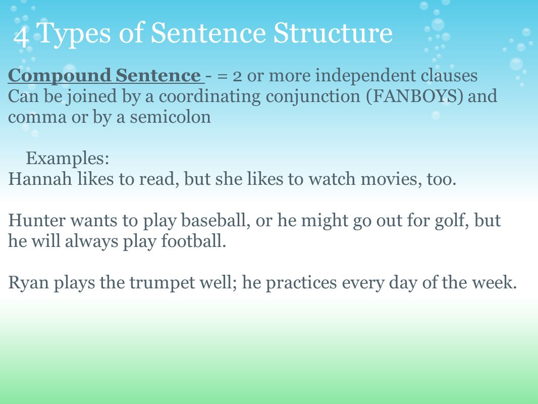 4 Types of Sentence Structure