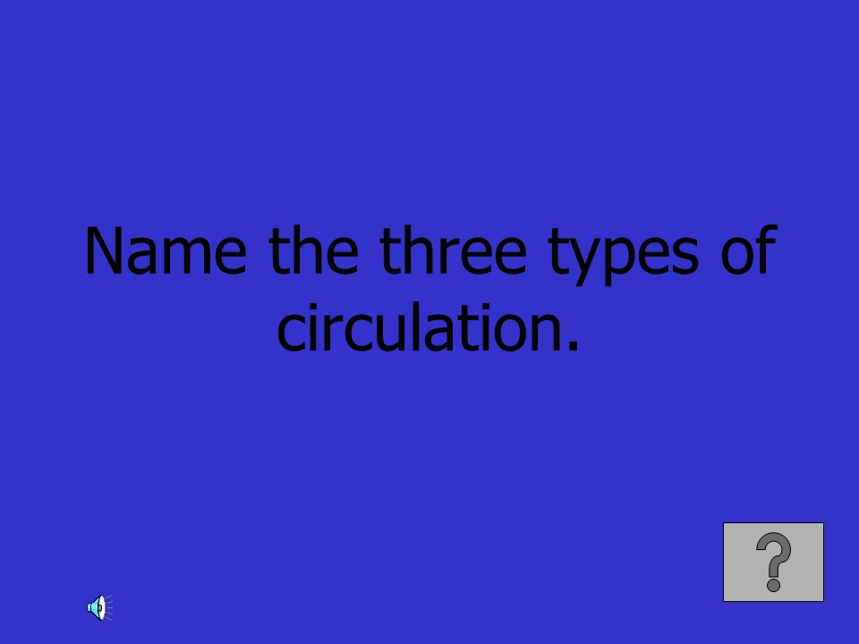 Name the three types of circulation.
