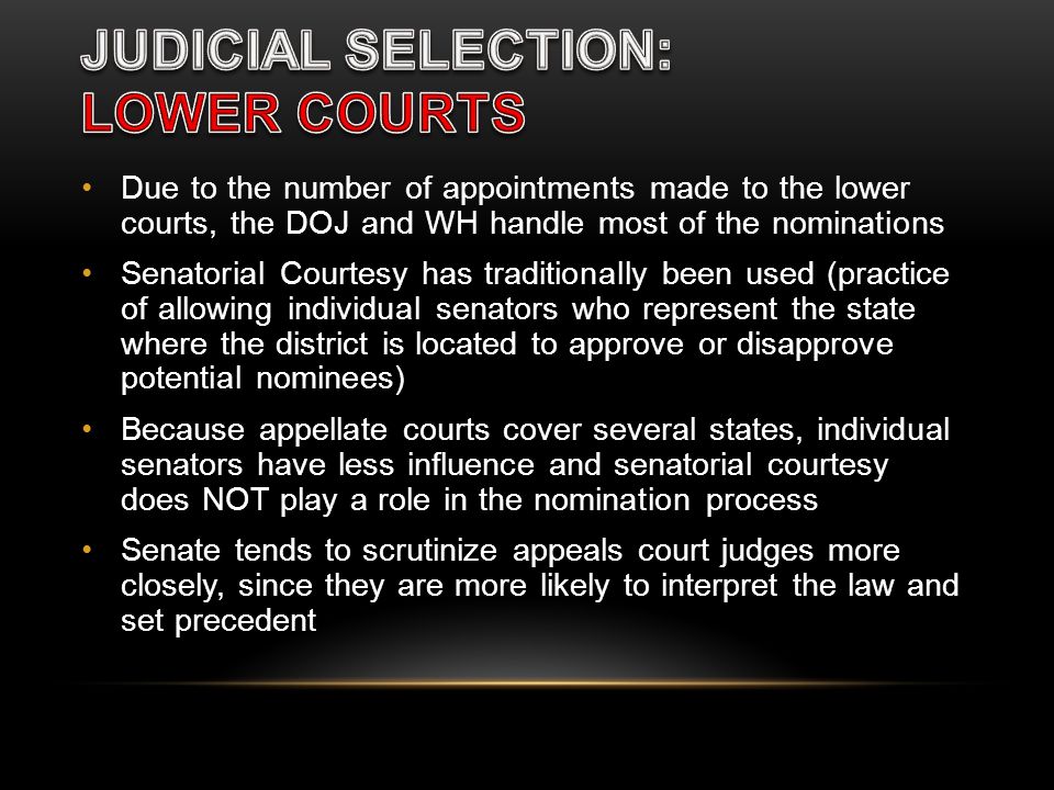 JUDICIAL SELECTION: LOWER COURTS
