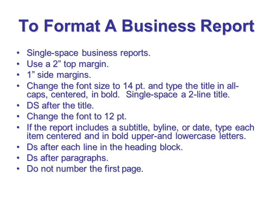 To Format A Business Report