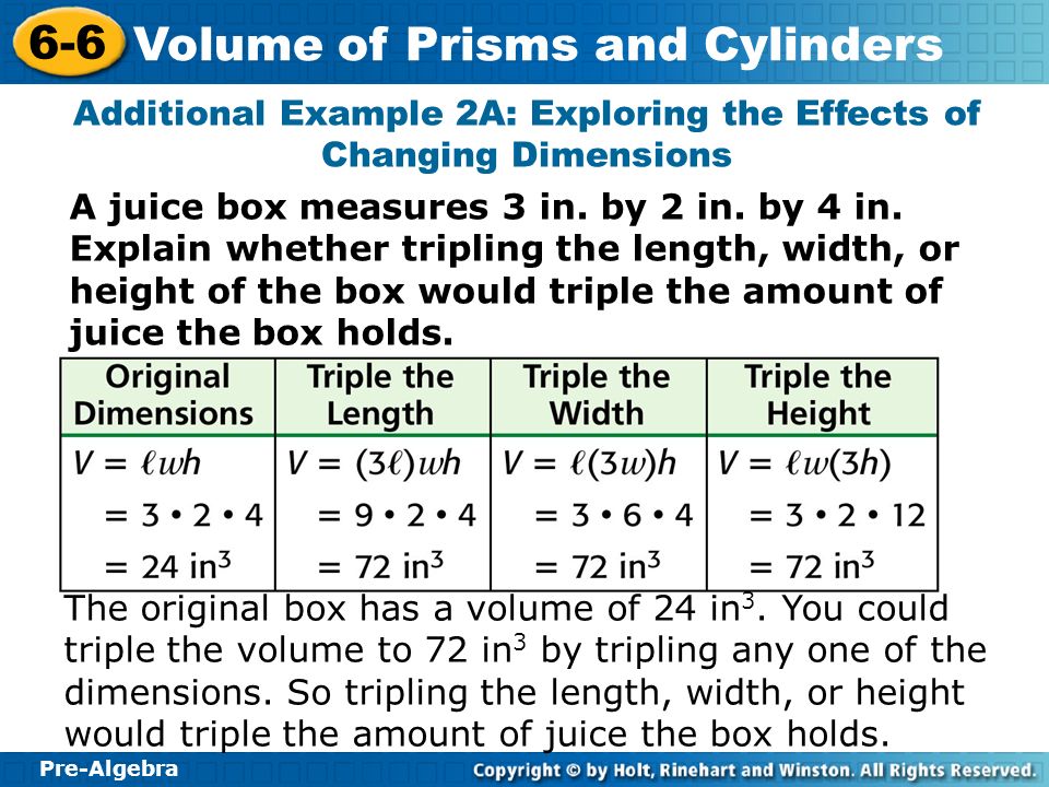 Additional Example 2A: Exploring the Effects of Changing Dimensions