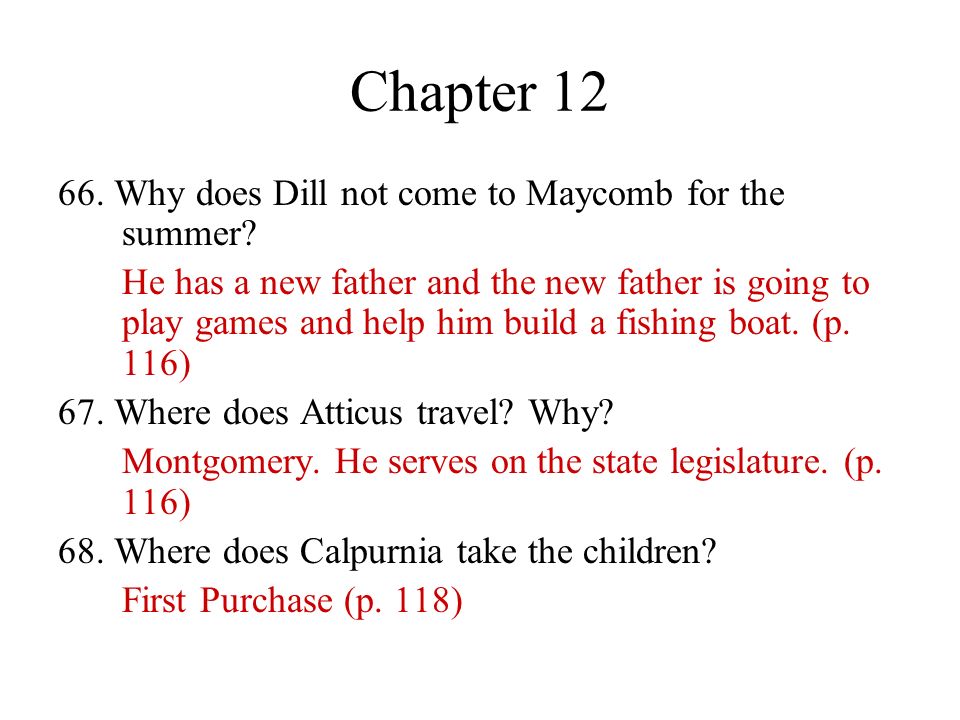 Chapter Why does Dill not come to Maycomb for the summer