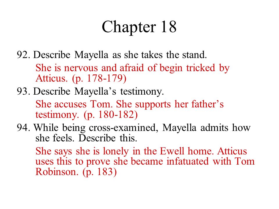 Chapter Describe Mayella as she takes the stand.