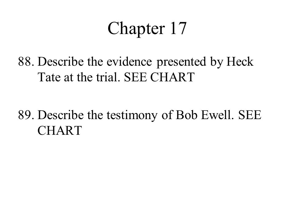 Chapter Describe the evidence presented by Heck Tate at the trial.