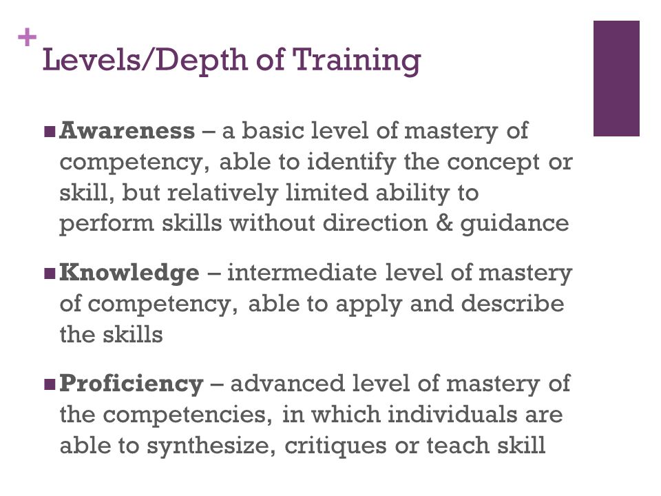 Levels/Depth of Training