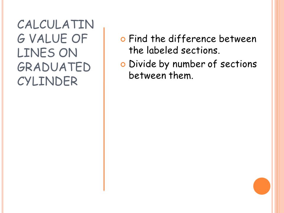 CALCULATING VALUE OF LINES ON GRADUATED CYLINDER