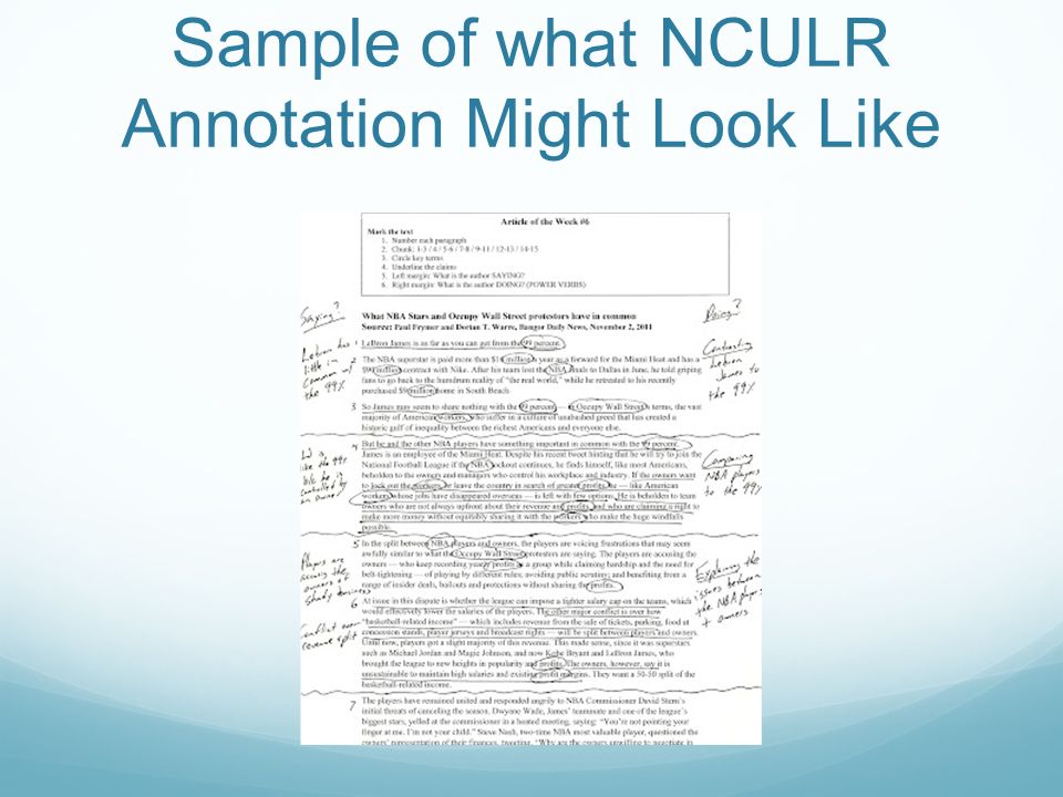 Sample of what NCULR Annotation Might Look Like