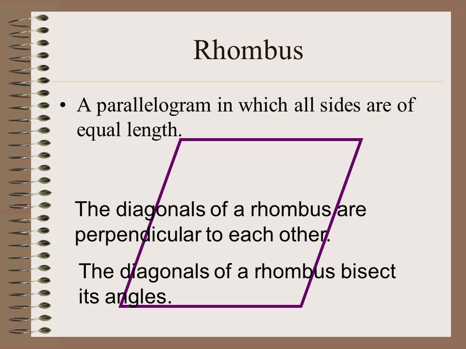Rhombus A parallelogram in which all sides are of equal length.