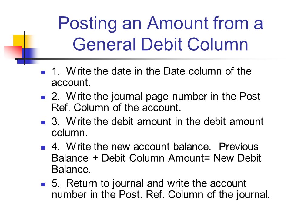 Posting an Amount from a General Debit Column