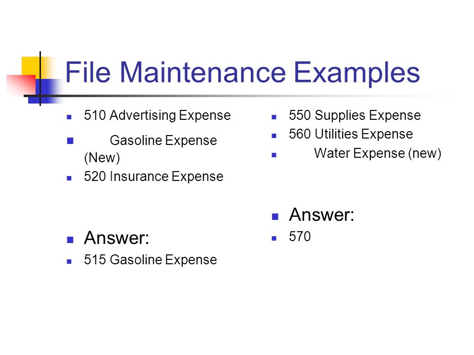 File Maintenance Examples