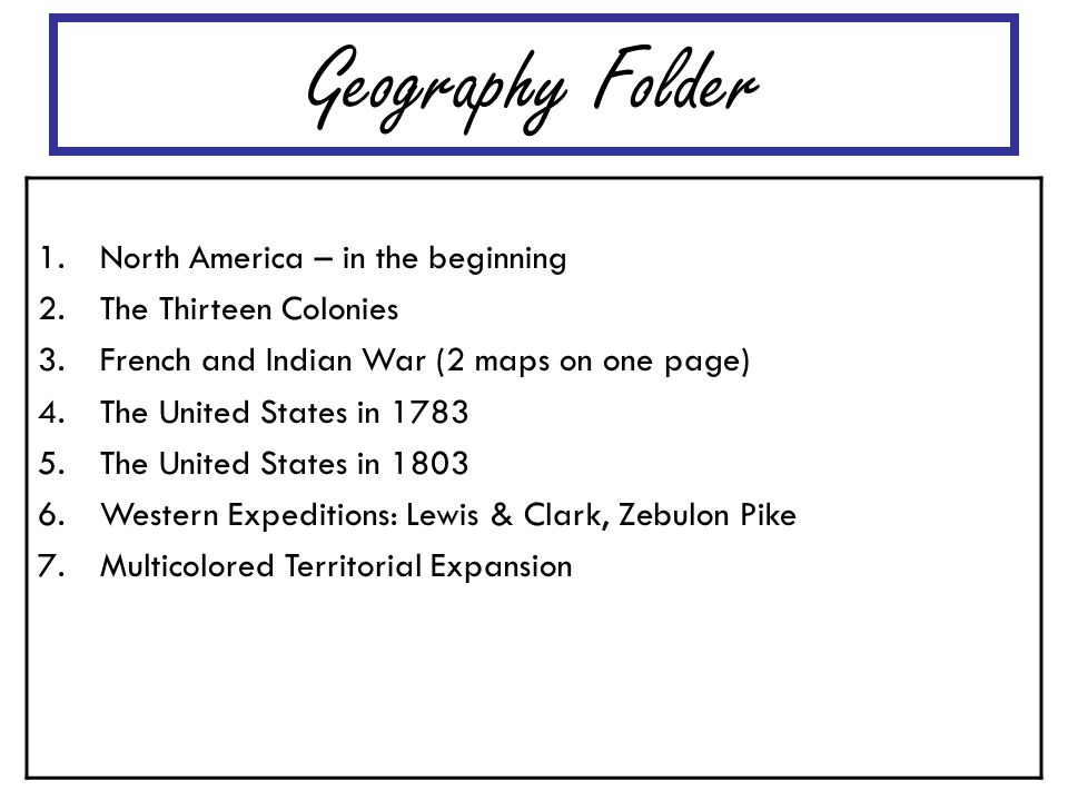 Geography Folder North America – in the beginning