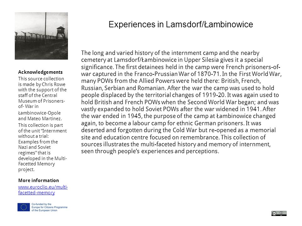 Experiences in Lamsdorf/Łambinowice