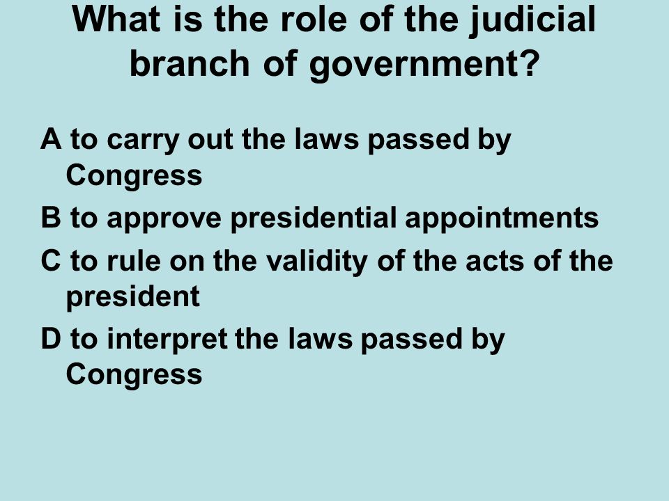 What is the role of the judicial branch of government