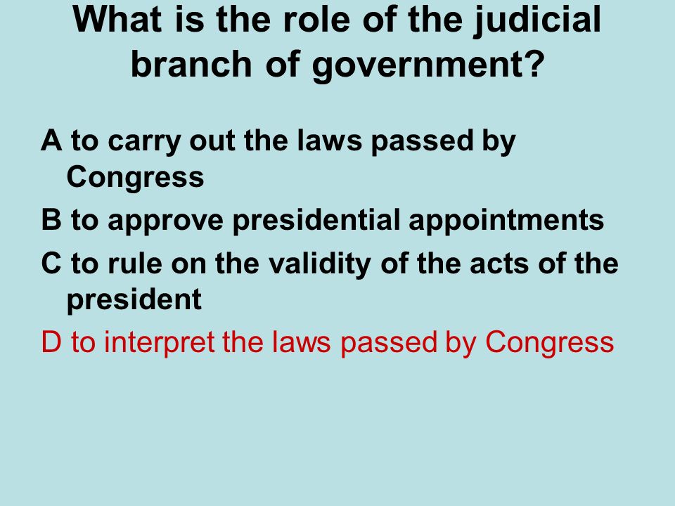 What is the role of the judicial branch of government