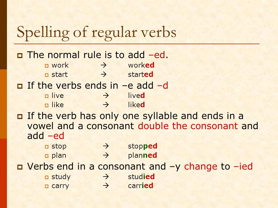 Spelling of regular verbs
