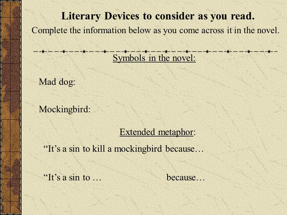 Literary Devices to consider as you read.