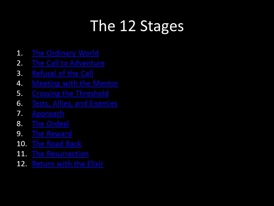The 12 Stages The Ordinary World The Call to Adventure