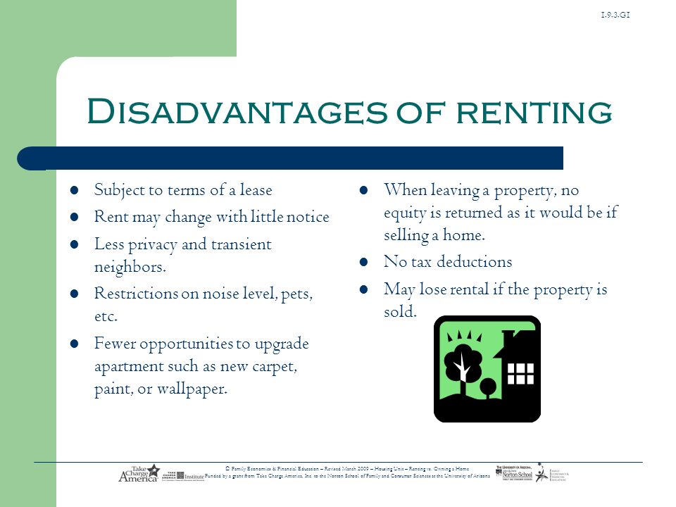 Disadvantages of renting