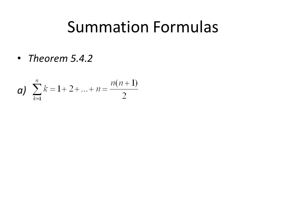 Summation Formulas Theorem a)