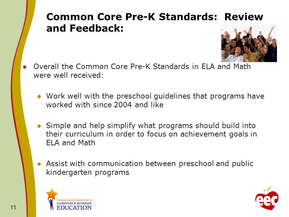Common Core Pre-K Standards: Review and Feedback: