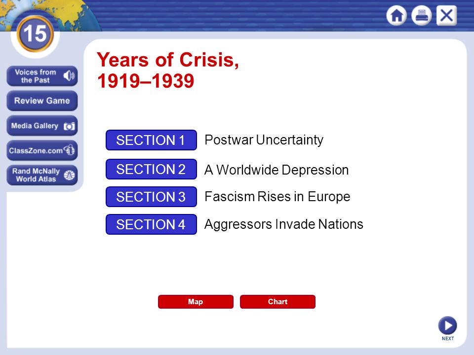 Years of Crisis, 1919–1939 SECTION 1 Postwar Uncertainty SECTION 2