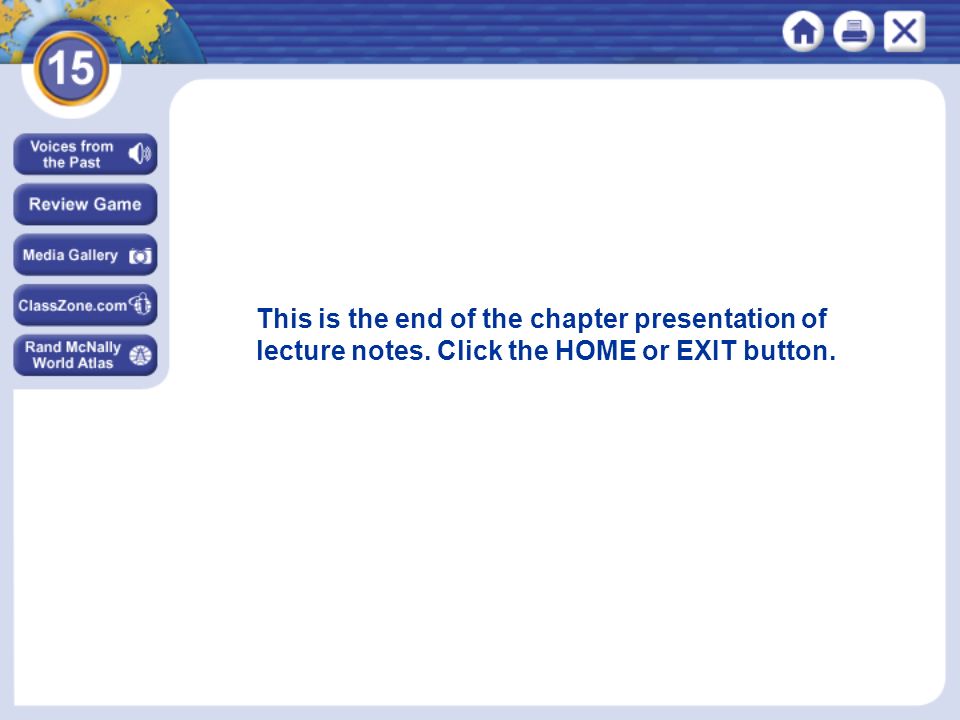 This is the end of the chapter presentation of lecture notes