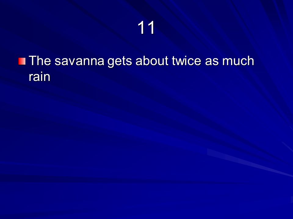 11 The savanna gets about twice as much rain